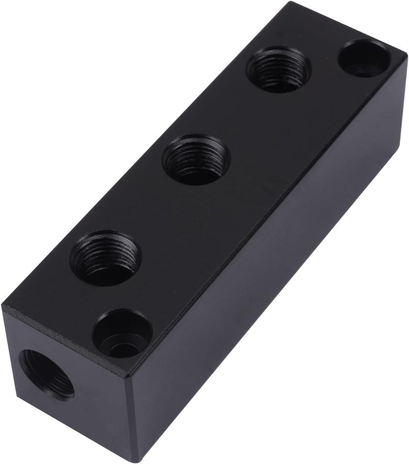 MARSTEK Air Manifold, Air Compressor Manifold, Air Hose Inline Manifold Block Splitter, Pneumatic Manifold Air Distribution Block, NPT 1/4 Inch Port (3 Way 5 Port) - Image 1